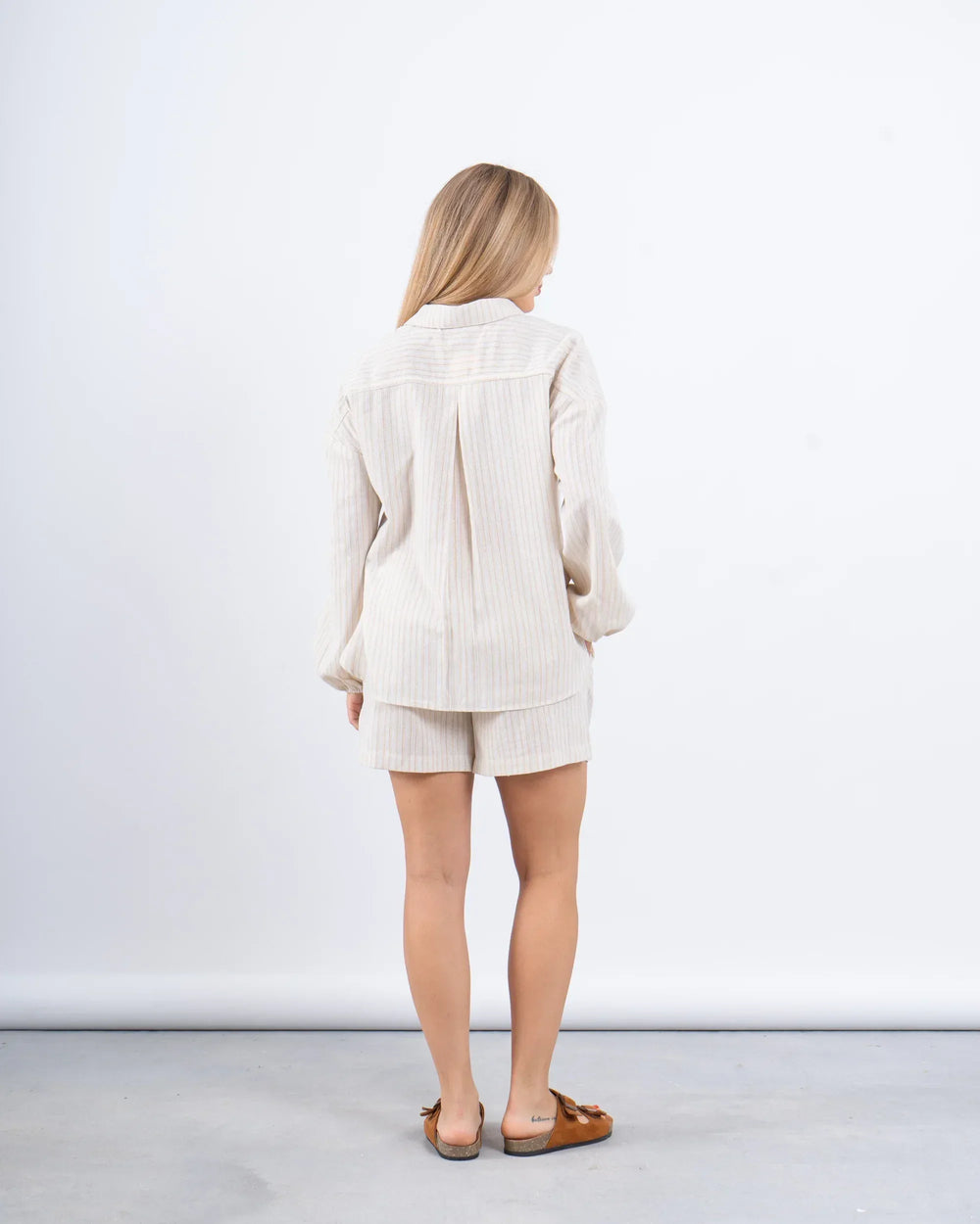 Striped Linen Overshirt & Shorts Set - Venti