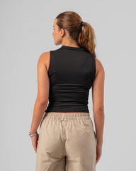 Zip Up Ribbed Polo Top