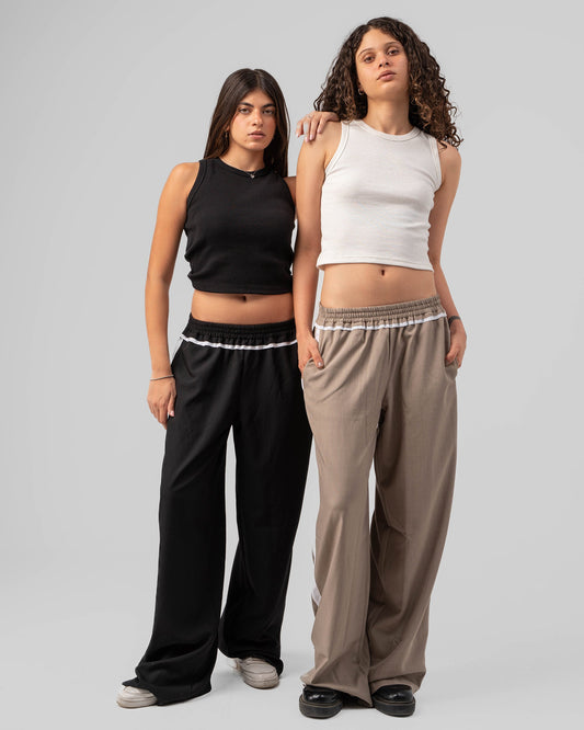 Contrast Side Straight Pants