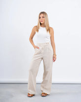 Striped Linen Wide-Leg Trousers - Venti