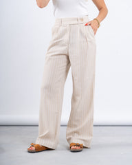 Striped Linen Wide-Leg Trousers
