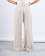 Striped Linen Wide-Leg Trousers
