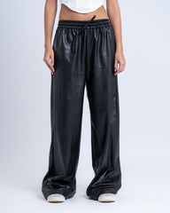 Faux Leather Wide-Leg Pants