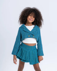 Cropped Tweed Blazer with Double-Breasted Buttons - Venti