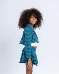 Cropped Tweed Blazer with Double-Breasted Buttons - Venti