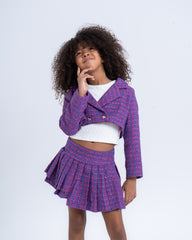 Cropped Tweed Blazer with Double-Breasted Buttons