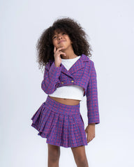 Cropped Tweed Blazer with Double-Breasted Buttons - Venti