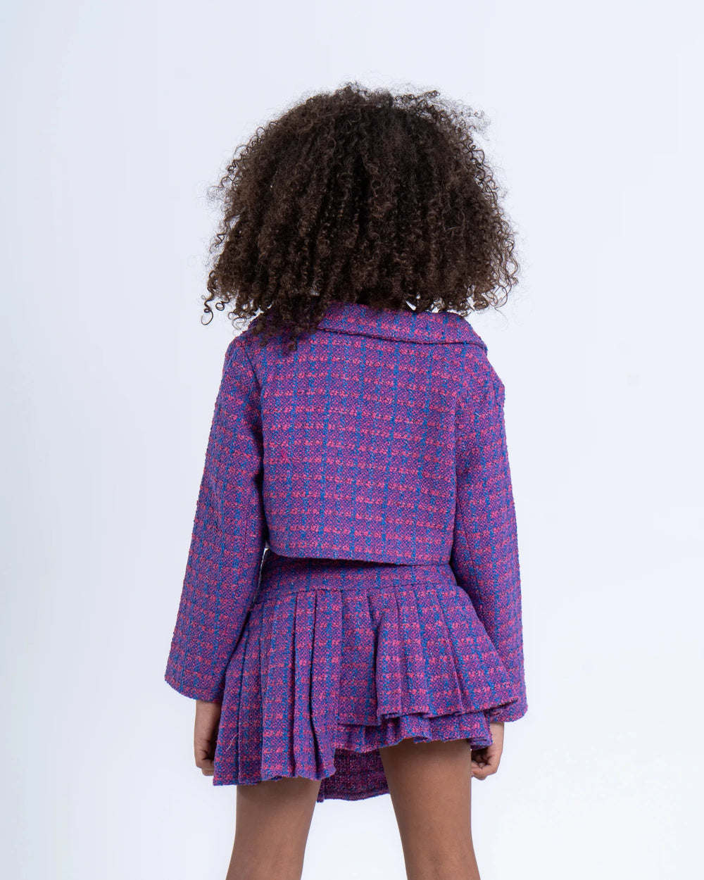 Cropped Tweed Blazer with Double-Breasted Buttons - Venti