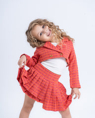 Cropped Tweed Blazer with Double-Breasted Buttons