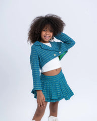 Cropped Tweed Blazer with Double-Breasted Buttons - Venti