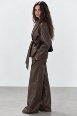 Women's "Midnight Muse" Belted Jacket – Wide Lapels & Wrap Front
