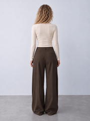 Women side folded pants