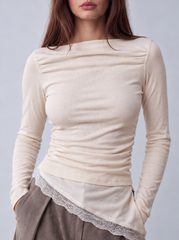 Women drapped lace trim