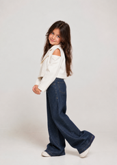 Girl open shoulder jacket