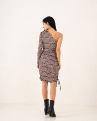 One-Shoulder Leopard Print Dress