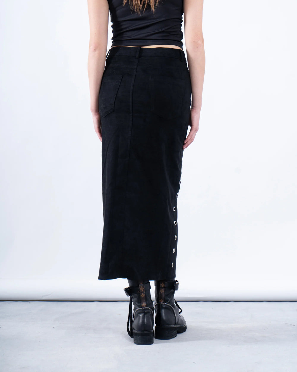 Suede Skirt Eyelet Detail - Venti