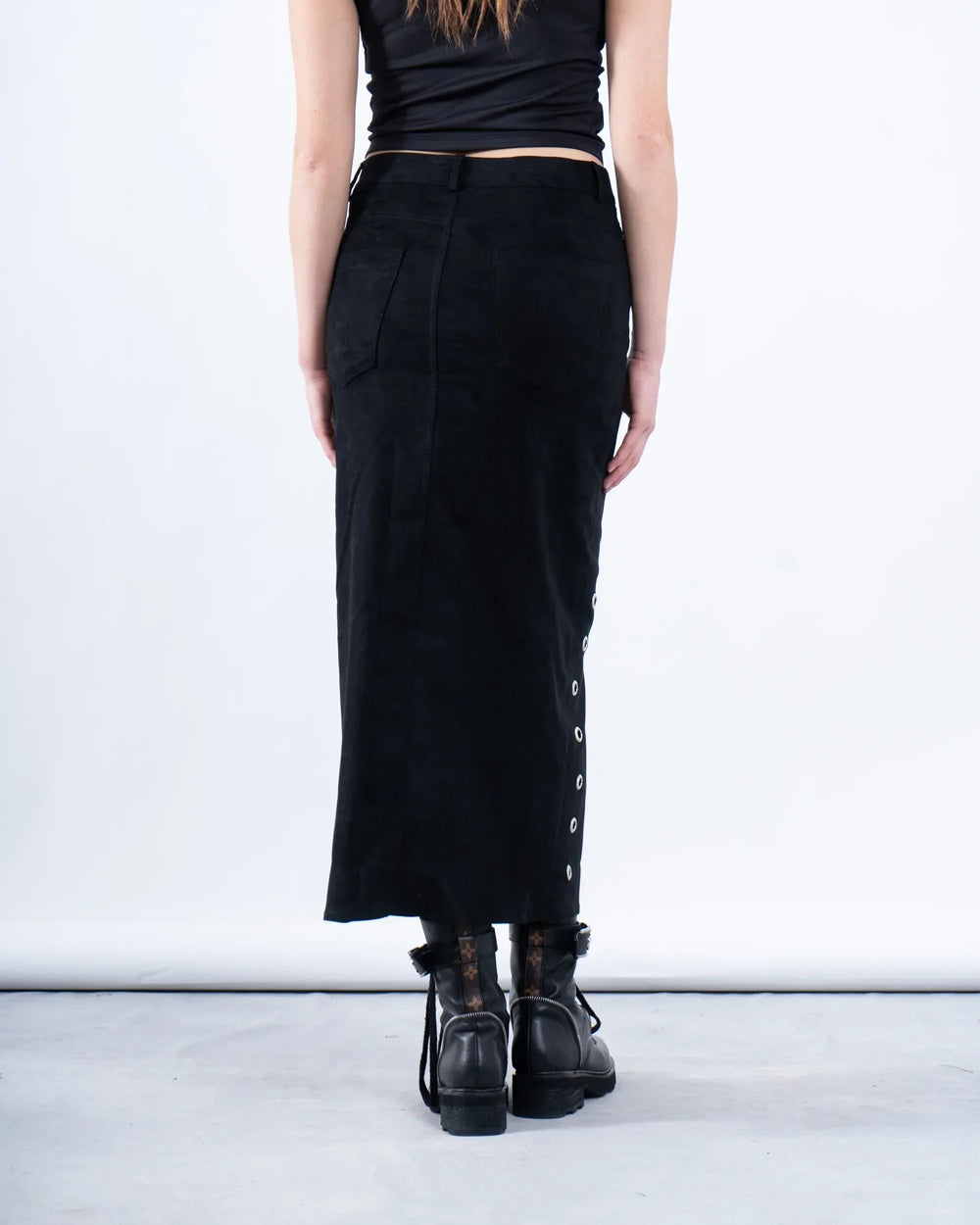 Suede Skirt Eyelet Detail - Venti