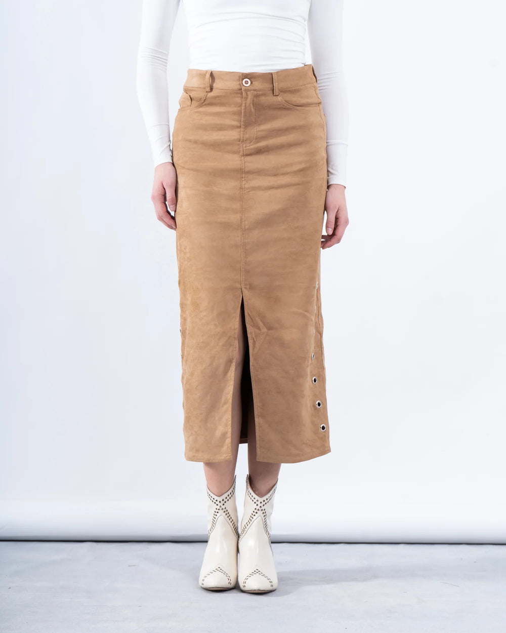 Suede Skirt Eyelet Detail - Venti