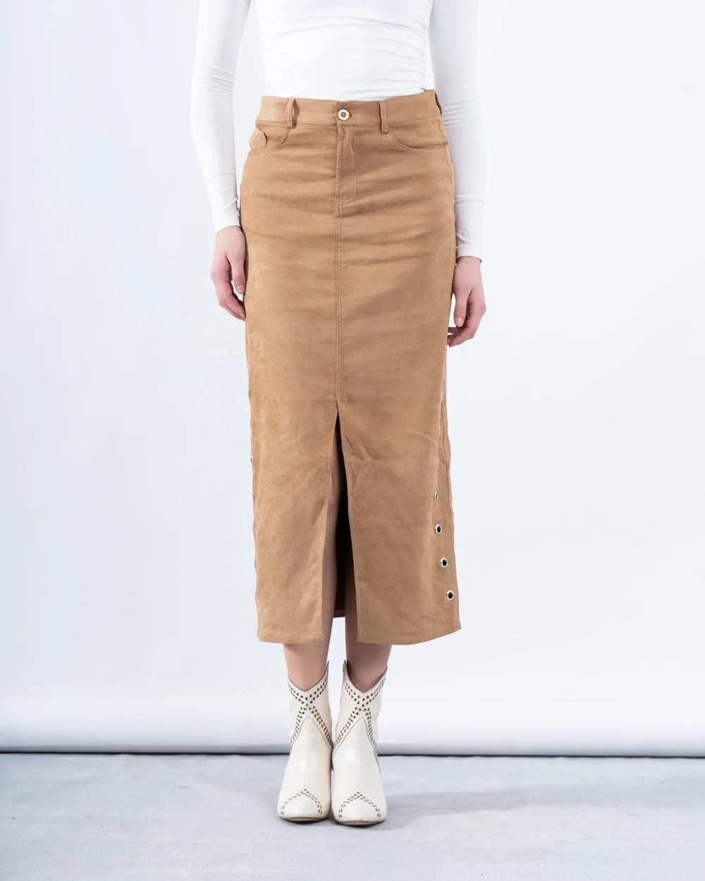 Suede Skirt Eyelet Detail - Venti