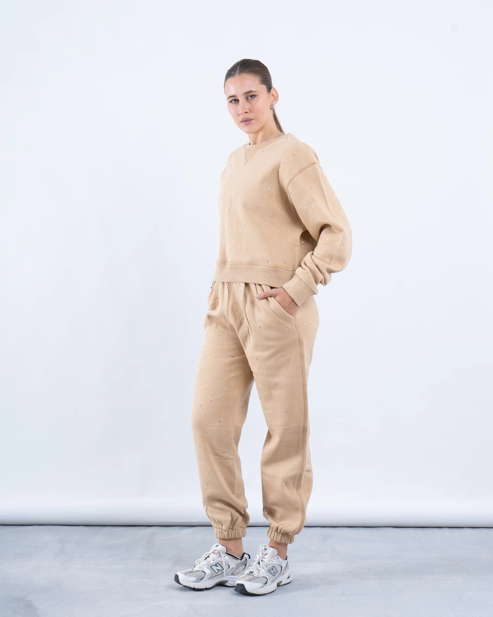 Rhinestone Fleece-Lined Joggers - Venti