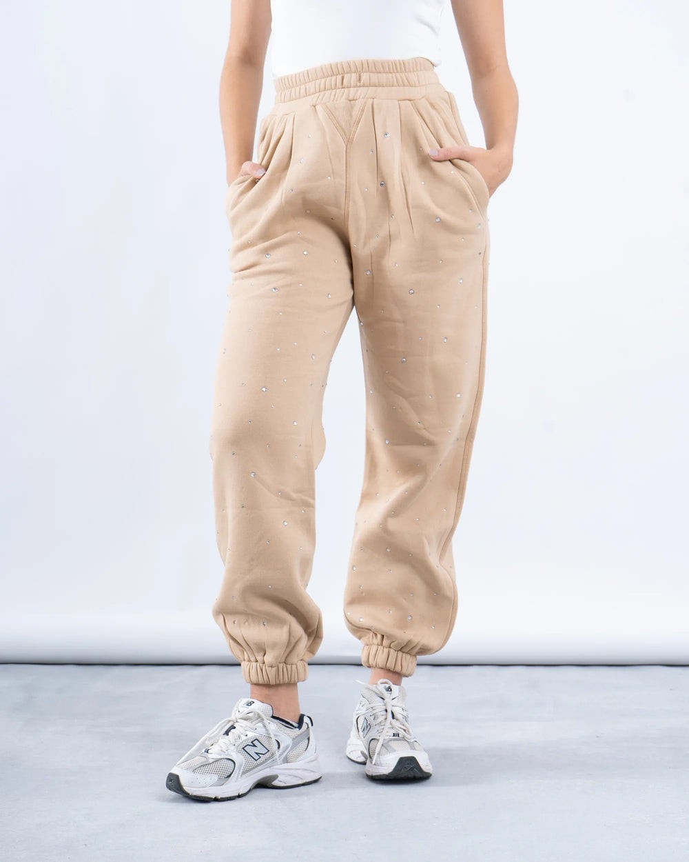 Rhinestone Fleece-Lined Joggers - Venti