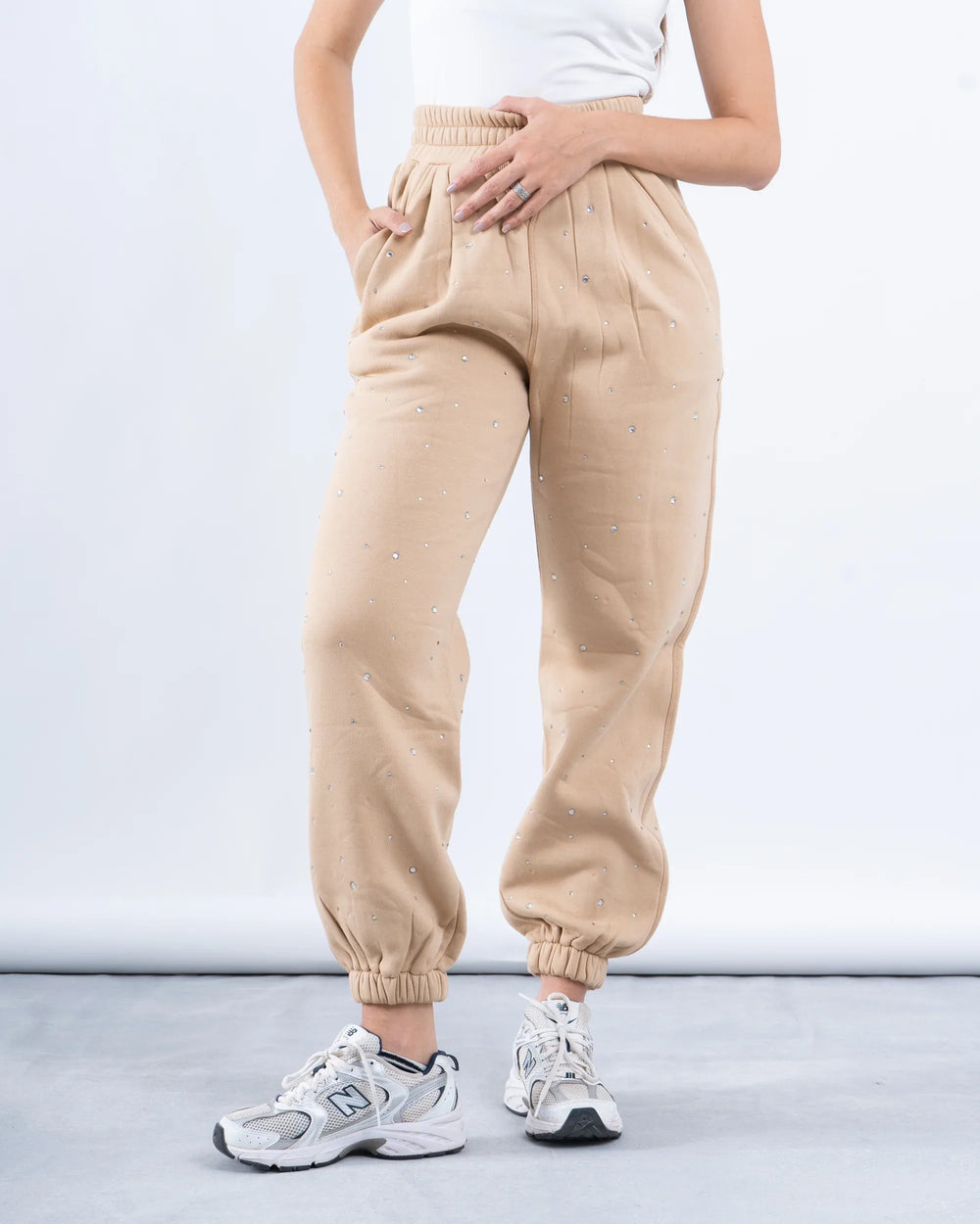 Rhinestone Fleece-Lined Joggers - Venti