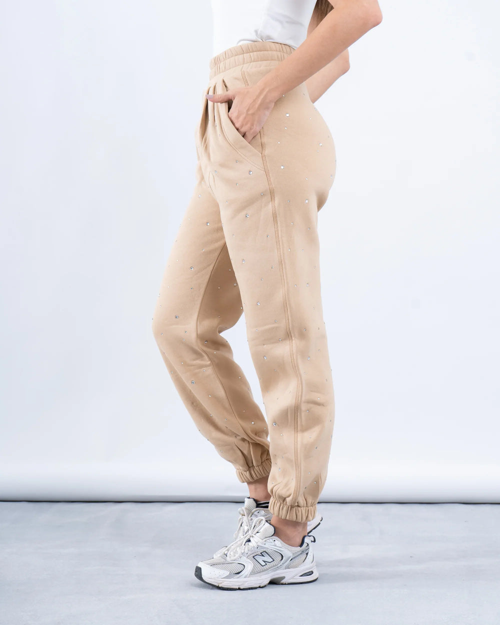 Rhinestone Fleece-Lined Joggers - Venti