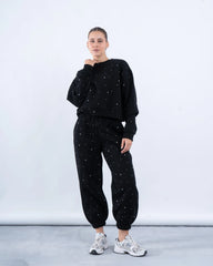 Rhinestone Fleece-Lined Joggers - Venti