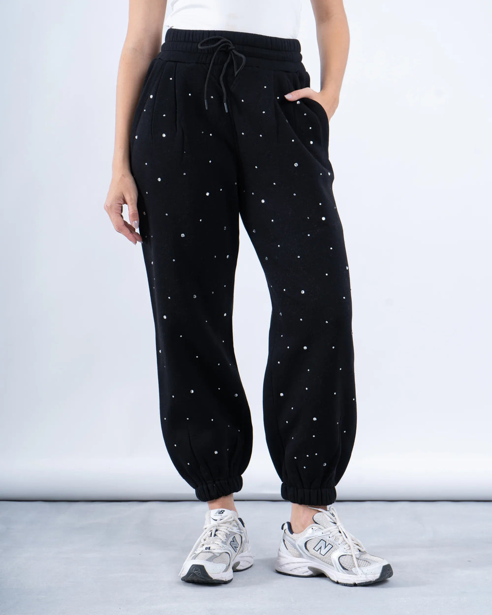 Rhinestone Fleece-Lined Joggers - Venti