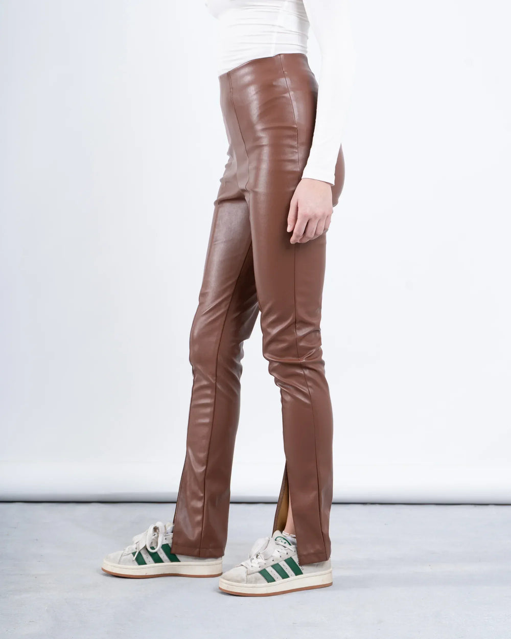 Faux Leather Legging With Slit - Venti