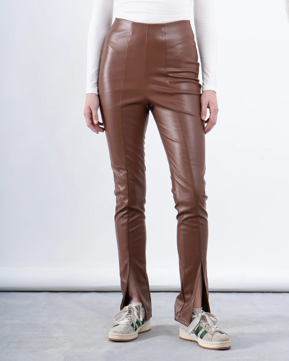 Faux Leather Legging With Slit - Venti