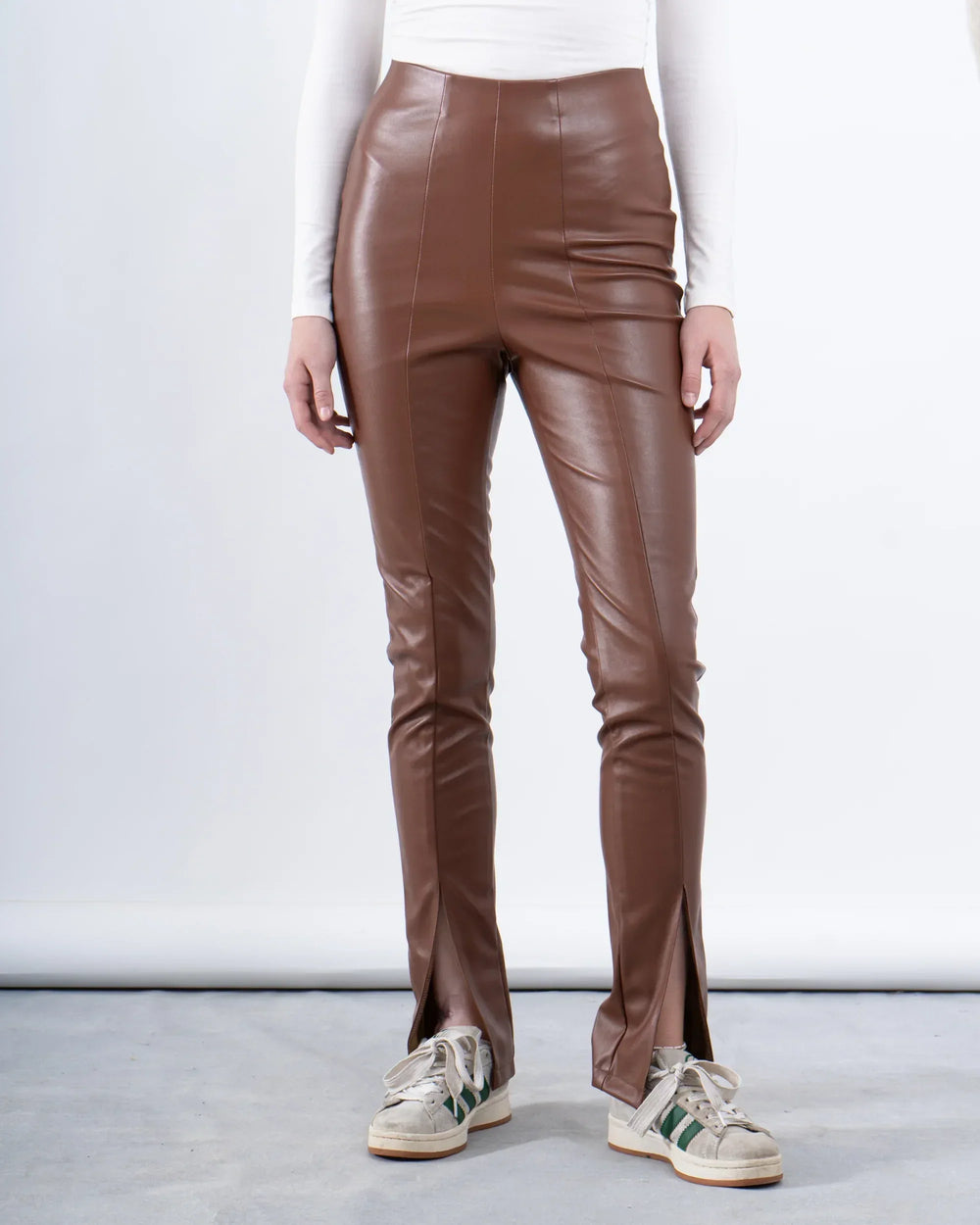 Faux Leather Legging With Slit - Venti