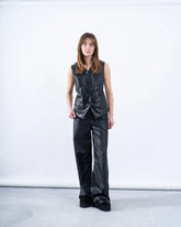 Wide-Leg Leather Pants - Venti
