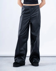 Wide-Leg Leather Pants - Venti
