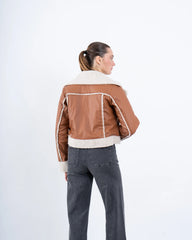Faux Leather & Shearling Biker Jacket - Venti