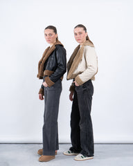 Faux Leather & Shearling Biker Jacket - Venti