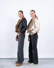 Faux Leather & Shearling Biker Jacket - Venti