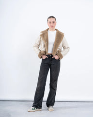 Faux Leather & Shearling Biker Jacket - Venti