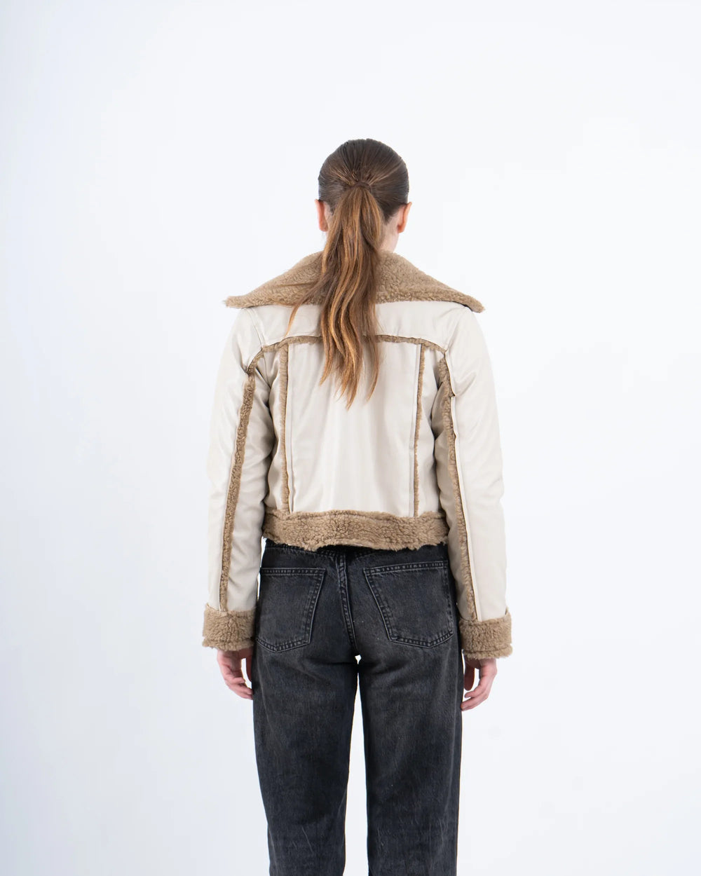 Faux Leather & Shearling Biker Jacket - Venti