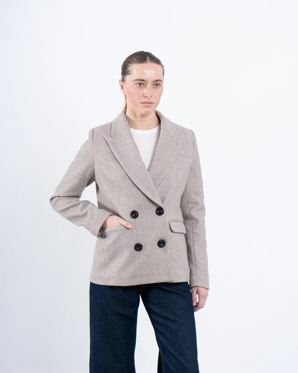 Double-Breasted Wool Blend Blazer - Venti