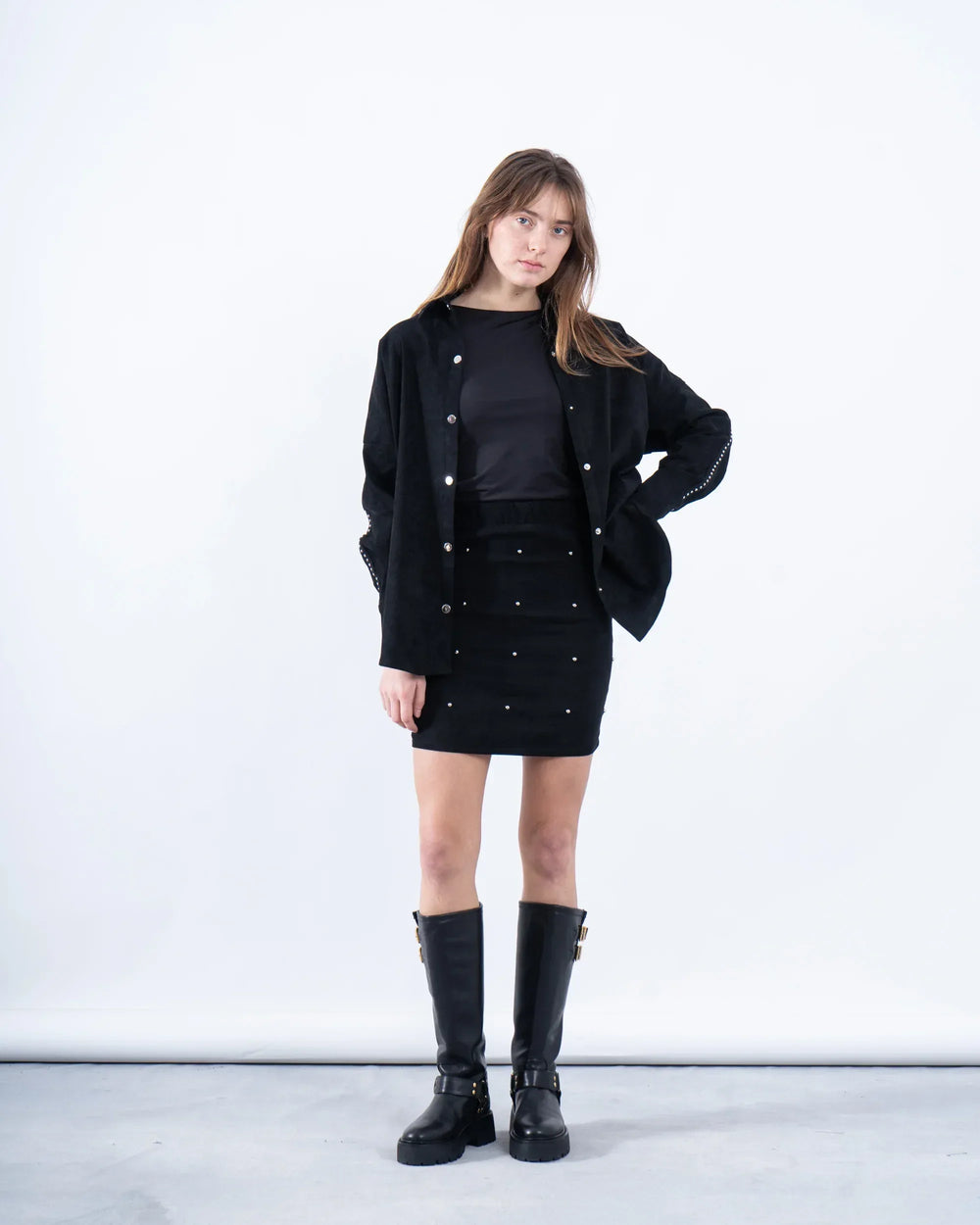 Embellished Suede Mini Skirt - Venti