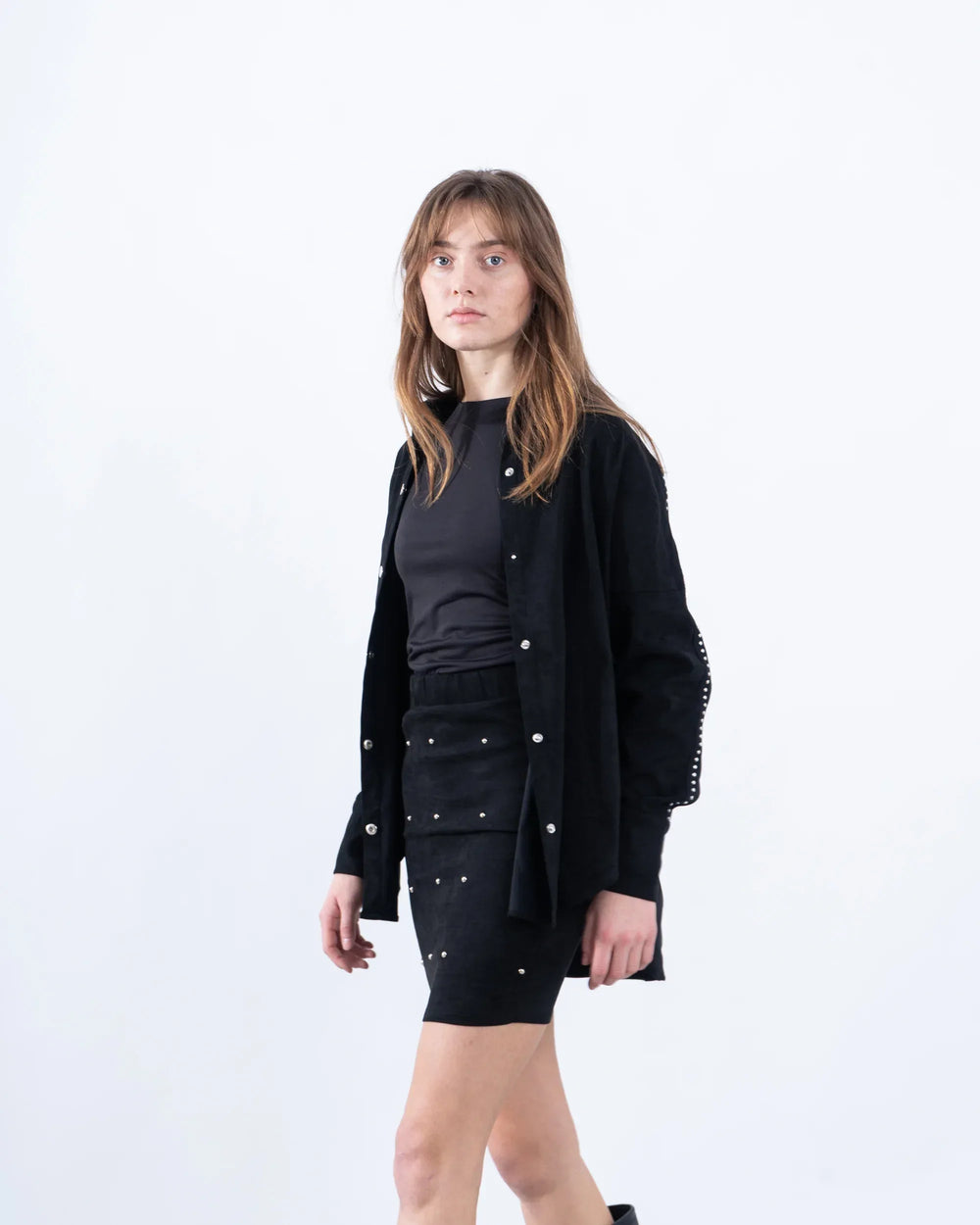 Embellished Suede Mini Skirt - Venti