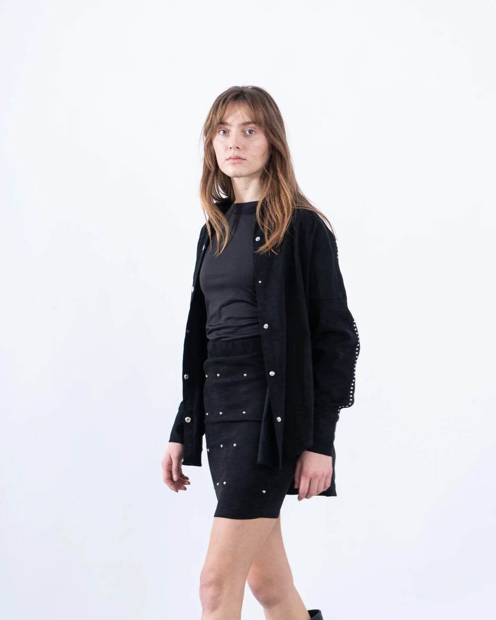 Embellished Suede Mini Skirt - Venti