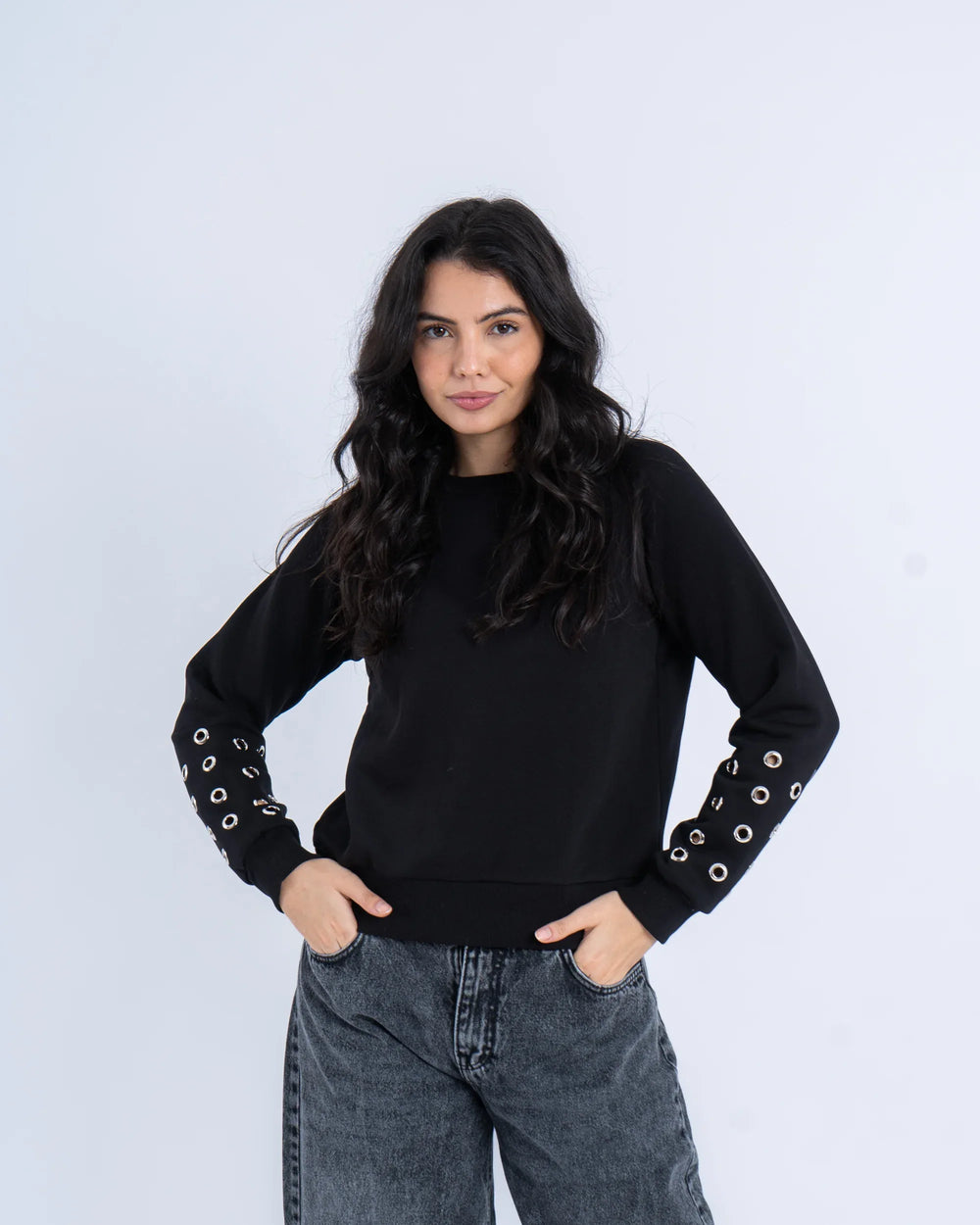 Studded Sleeve Sweatshirt - Venti