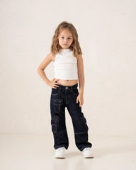Cargo Wide-Leg Denim Pants - Venti