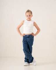 Cargo Wide-Leg Denim Pants - Venti