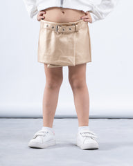 Leather Belted Skort