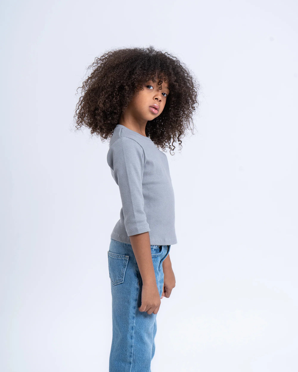 Cotton Ribbed Crew Neck Top - Venti