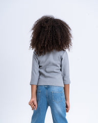 Cotton Ribbed Crew Neck Top