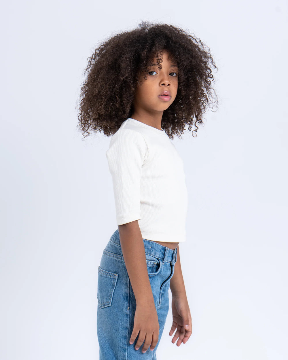 Cotton Ribbed Crew Neck Top - Venti